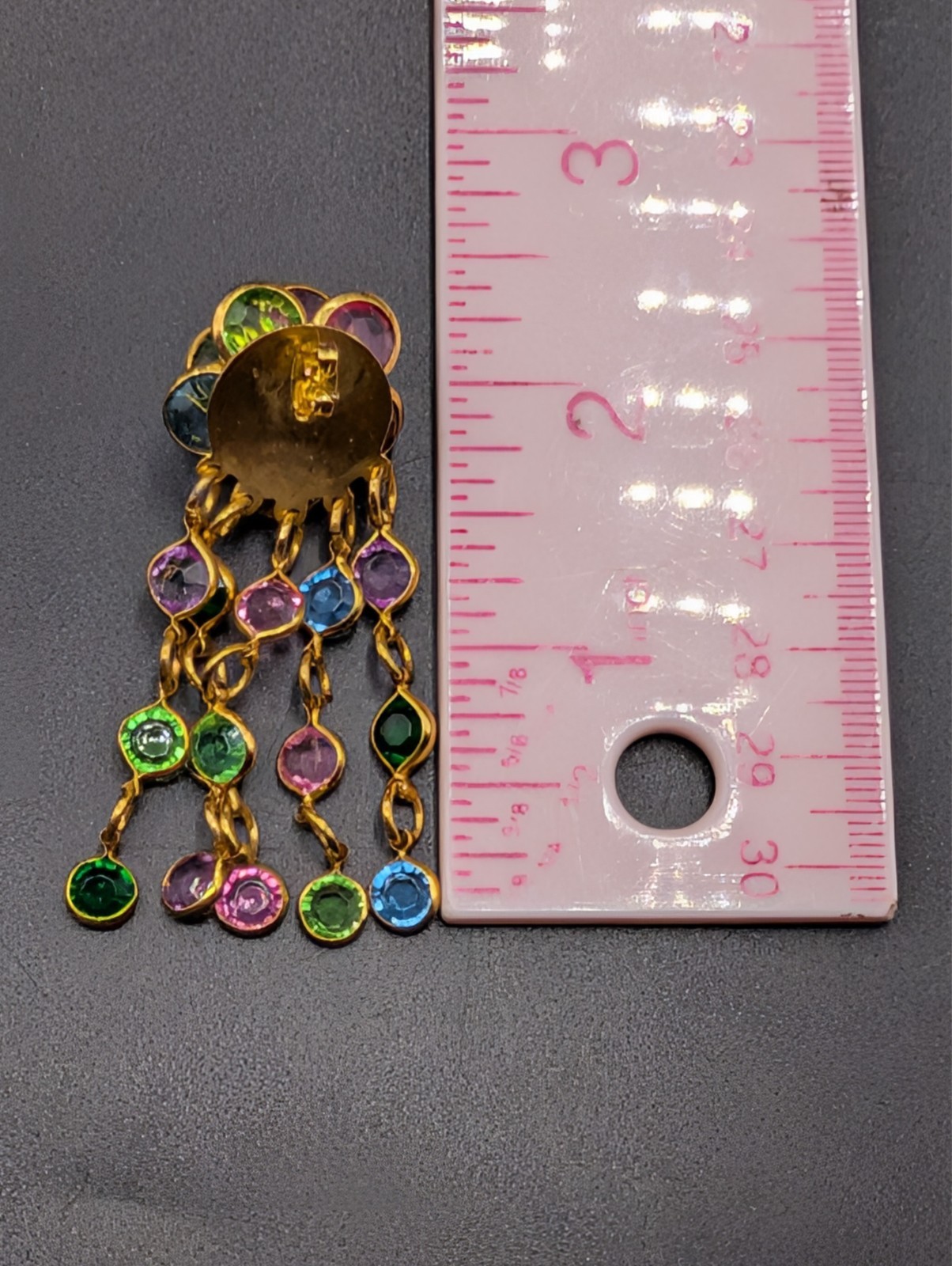 2 Pairs of Vintage Crystal Floral Cluster Gold Tone Earrings