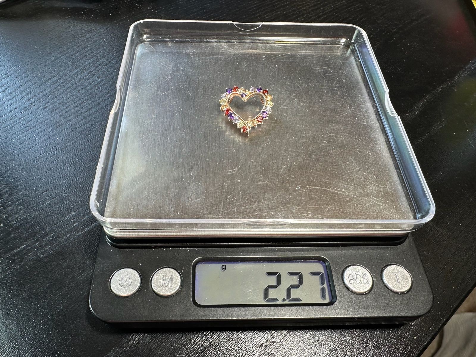 2.27g Vintage Sterling Silver 925 Heart Pendant Multi Color Round Sparkling M