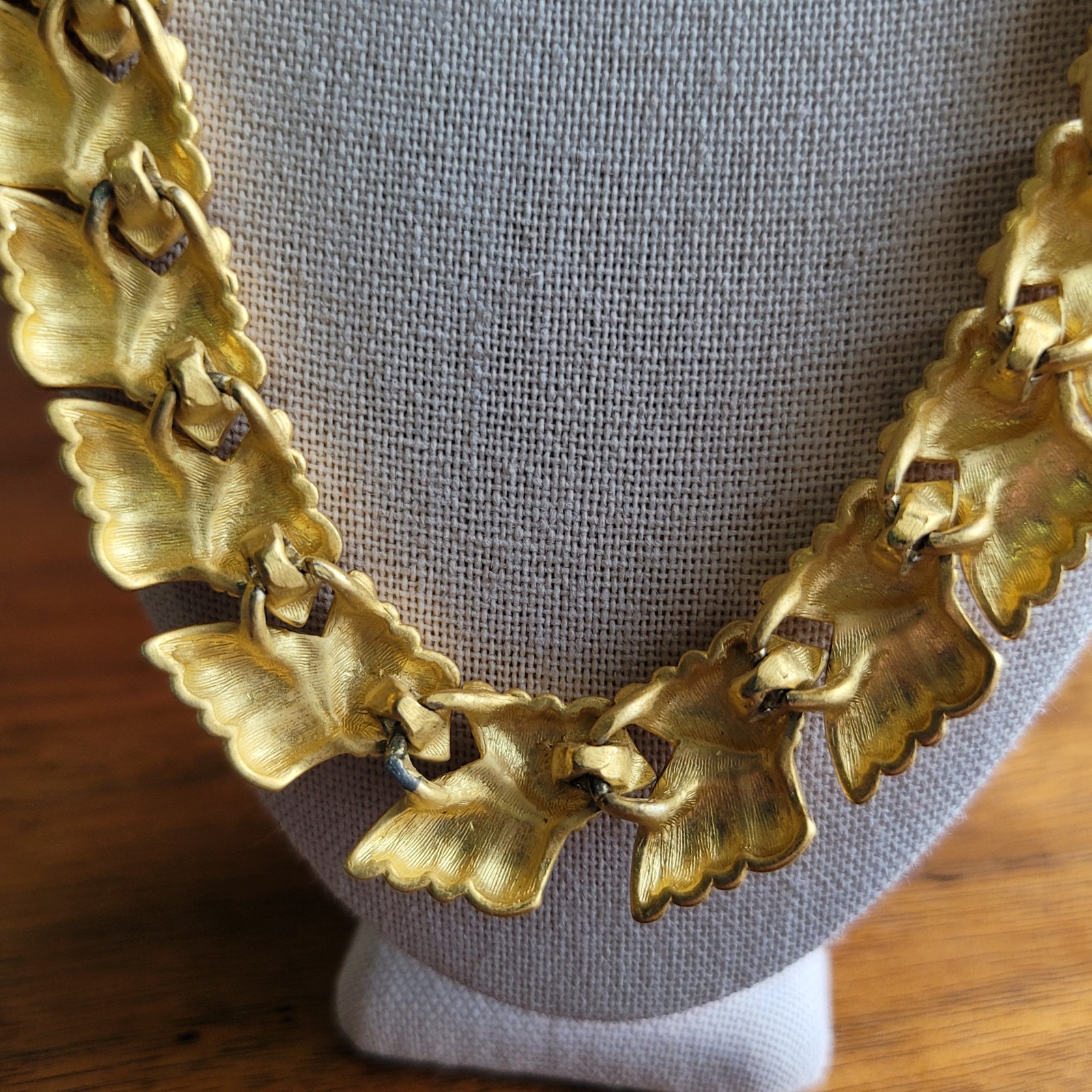1980s NOS Napier Chunky Gold Tone Sculptural Statement Necklace