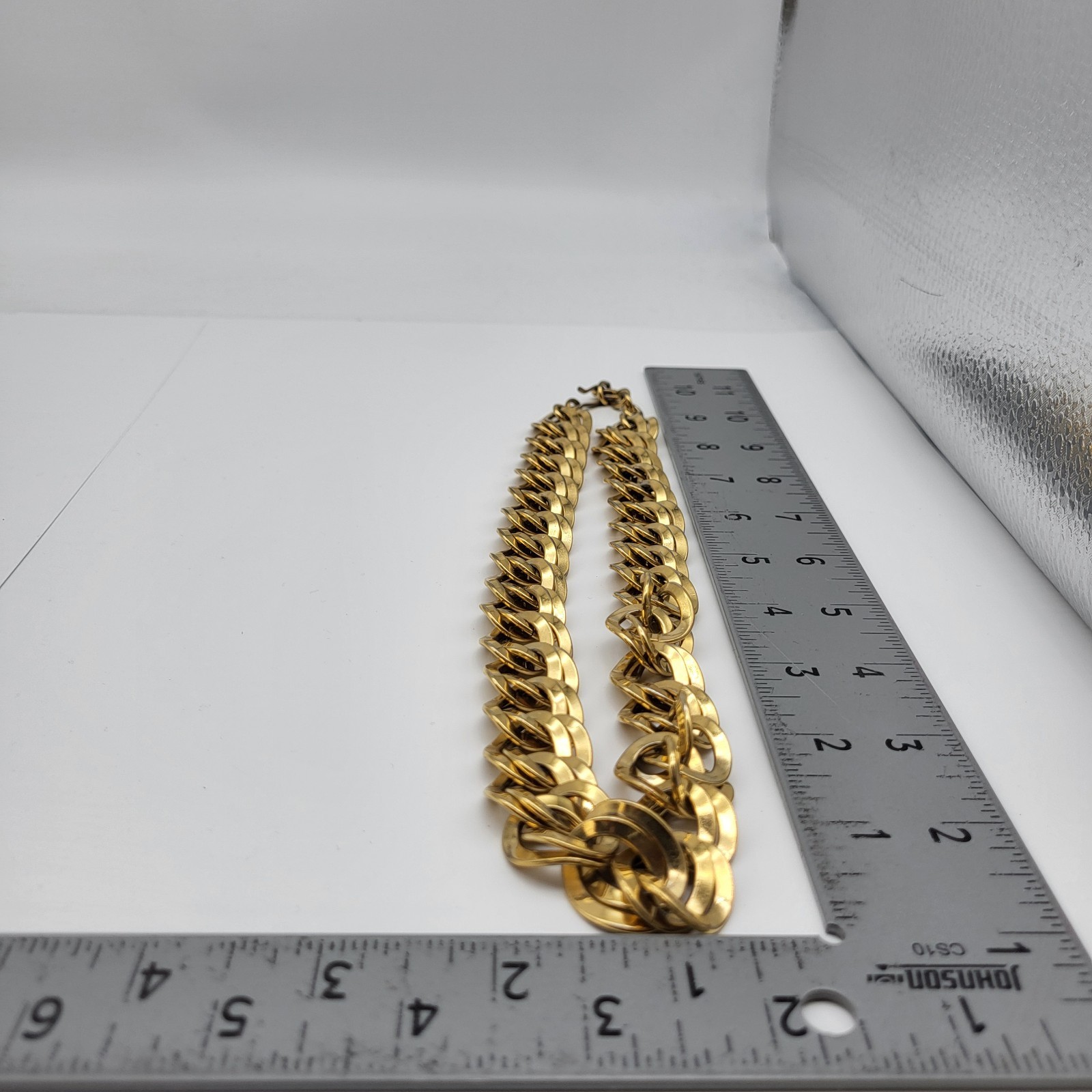Chunky Vintage Statement Necklace Gold Plated Bling Sexy Heavy