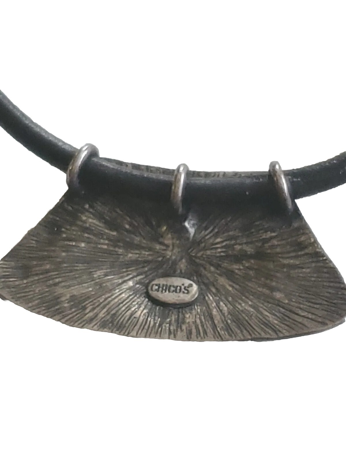 Chico’s Modernist Black & Silver Tone Necklace 3″Extender Choker Jewelry