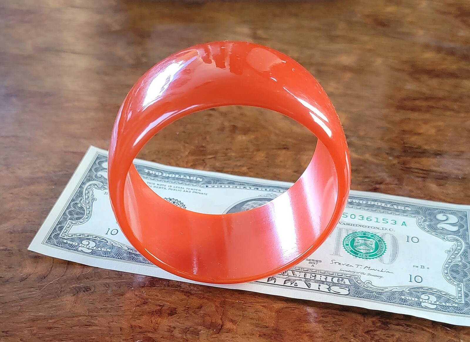 Vintage BAKELITE Bangle – Orange – Almost 1 1/2″ Wide