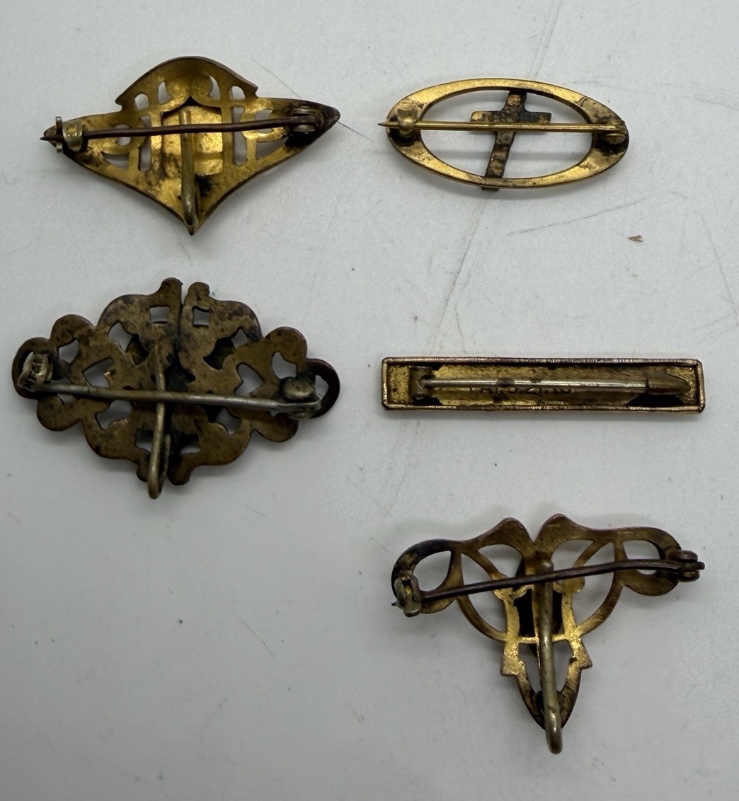 LOT Of 8 Antique Gold Filled Watch Chains Fob, Locket, Brooch, Pendant