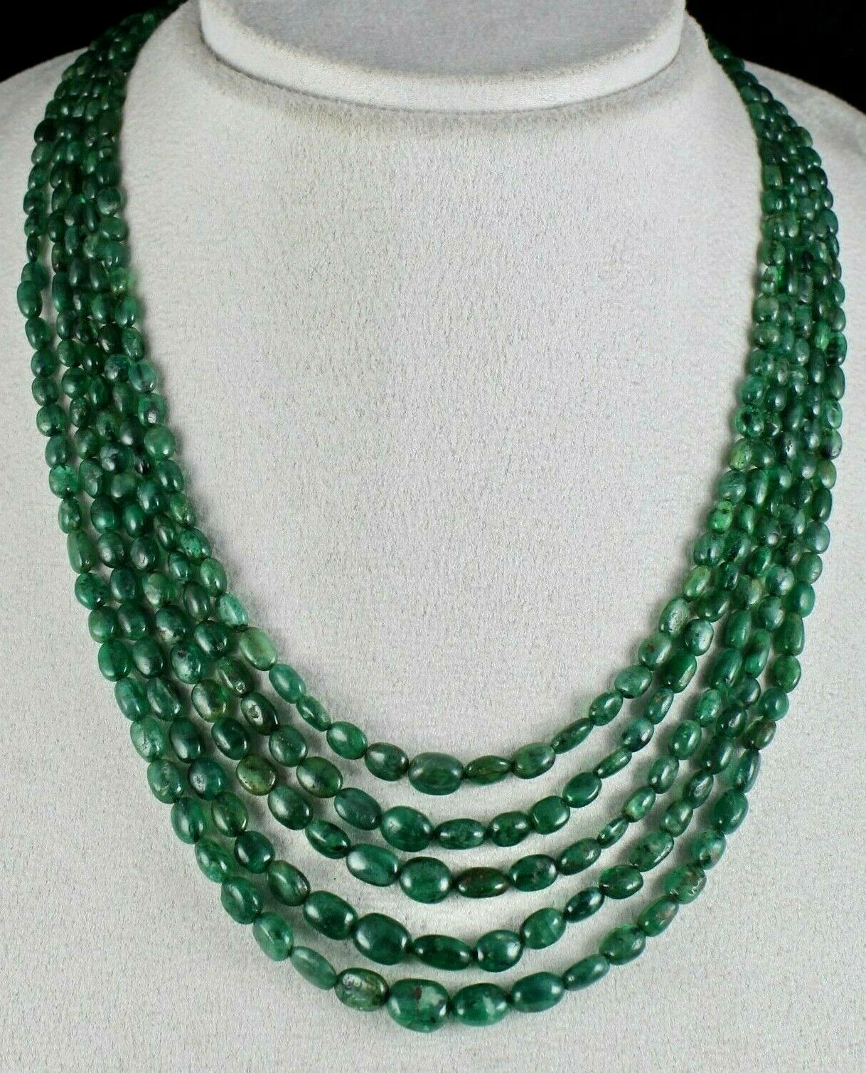 Certified Vintage Natural Emerald 308ct Beads Nugget Gemstone Necklace Women’s
