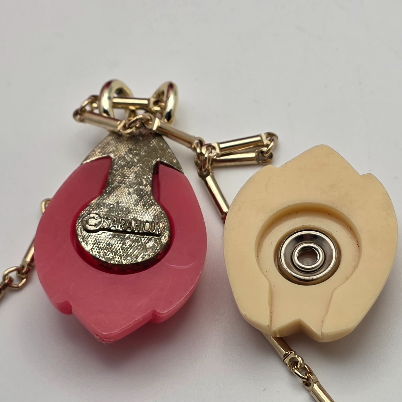 Vintage Sarah Coventry Interchangeable Tulip Necklace 23.5 In Gold Bar Link