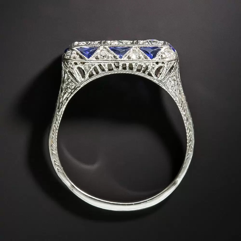 1/2 Ctw White Round Cut CZ Three Stone Art Deco Antique Wedding 925 Silver Ring