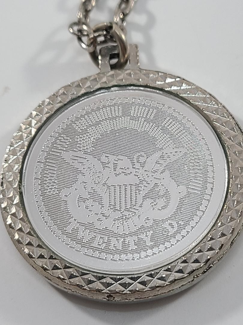 VTG Bi-Centennial Silver 20 Dollar Coin Replica Pendant Necklace
