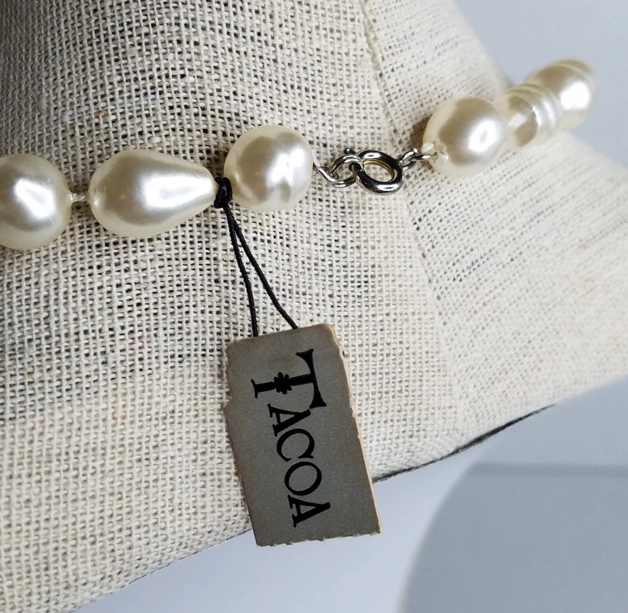 Vintage TACOA Faux Pearl Necklace 22” Baroque Beads Classic Bridal Jewelry