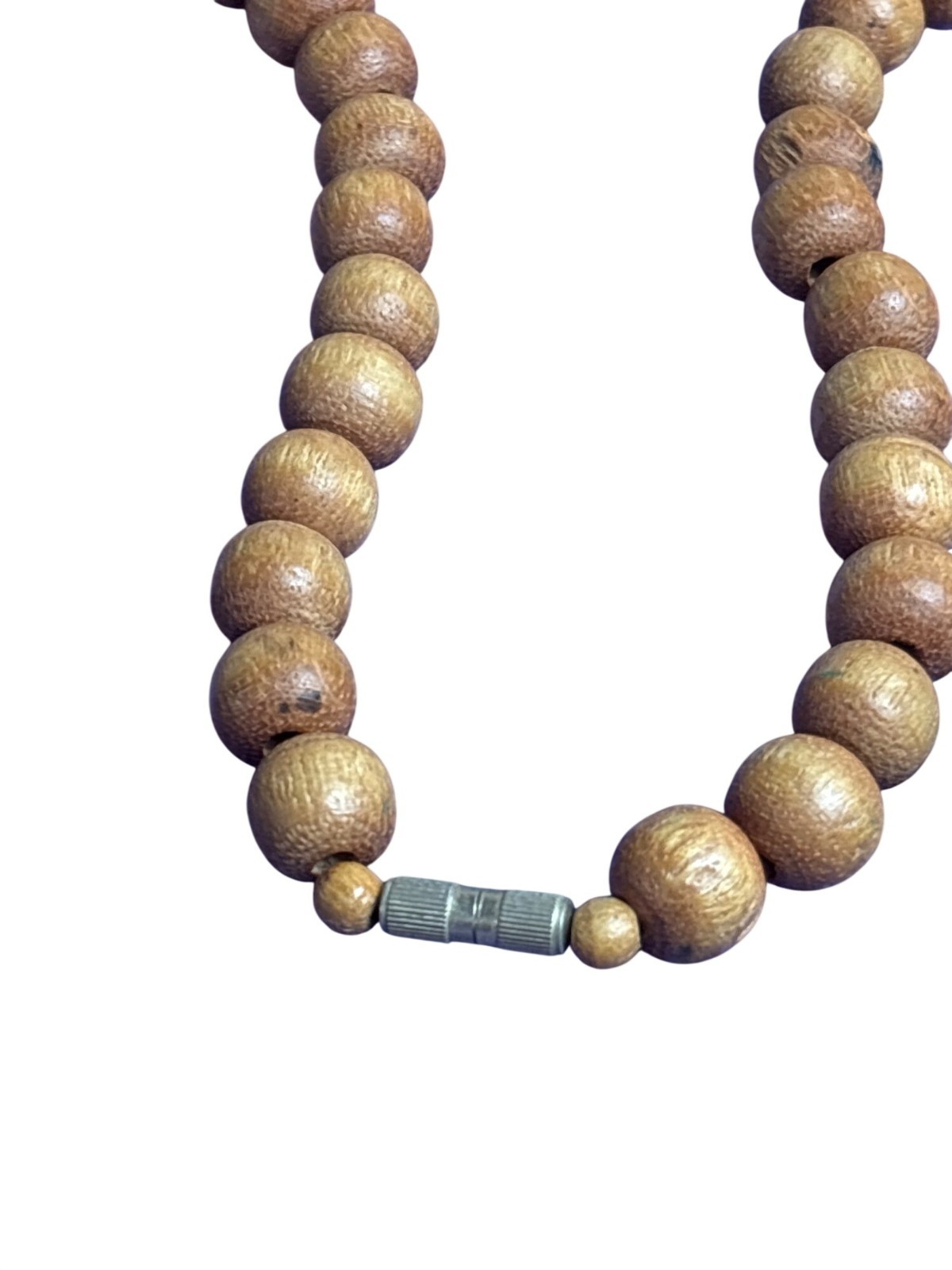Vintage Boho Wooden Graduated Beaded Necklace Multicolor 22 inches Long