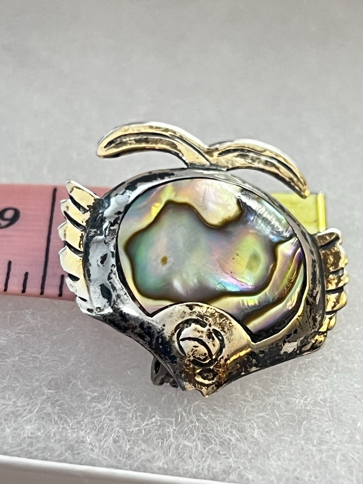 Vintage Taxco Mexico FRH 925 Sterling Silver Abalone Fish Pin Brooch Artisan Mex