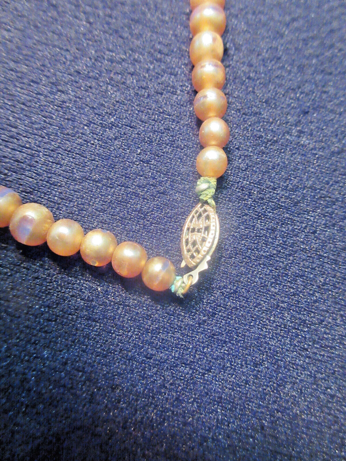 PAIR 1930’s Alabaster Pearl Necklace. Pink/BLUE Tones