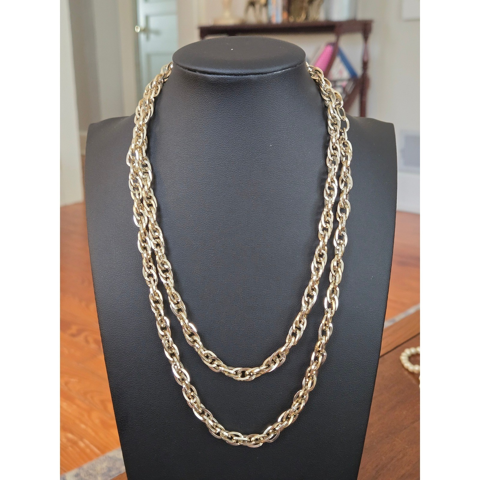 Sarah Coventry Long Rope Necklace Goldtone Very Light Vintage