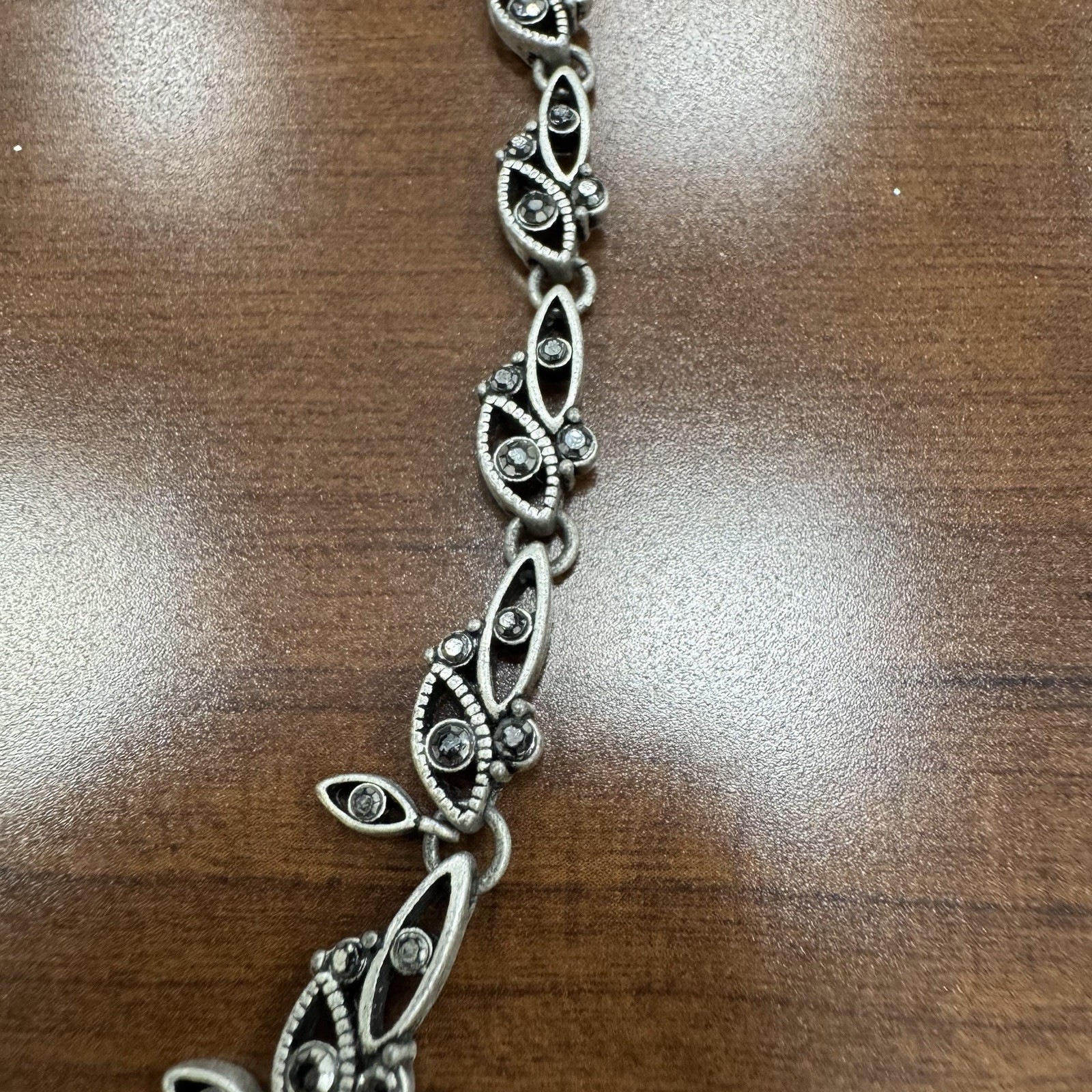 Crown Trifari Necklace Silver Tone With Marcasite 15.5 in – 17.5 in Adjustable
