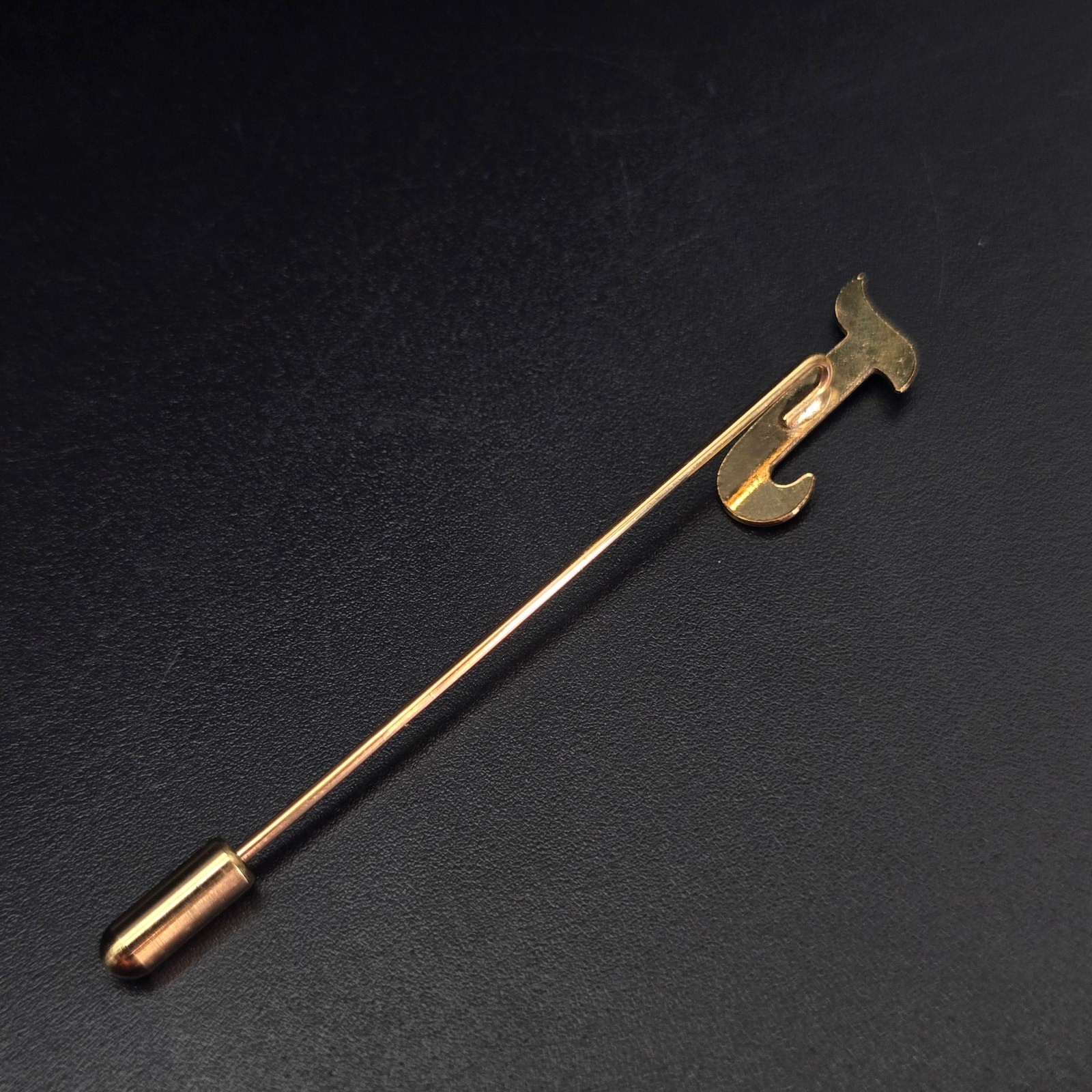 Vintage Gold Tone Letter J Initial Stick Pin Timeless Classic New Old Stock