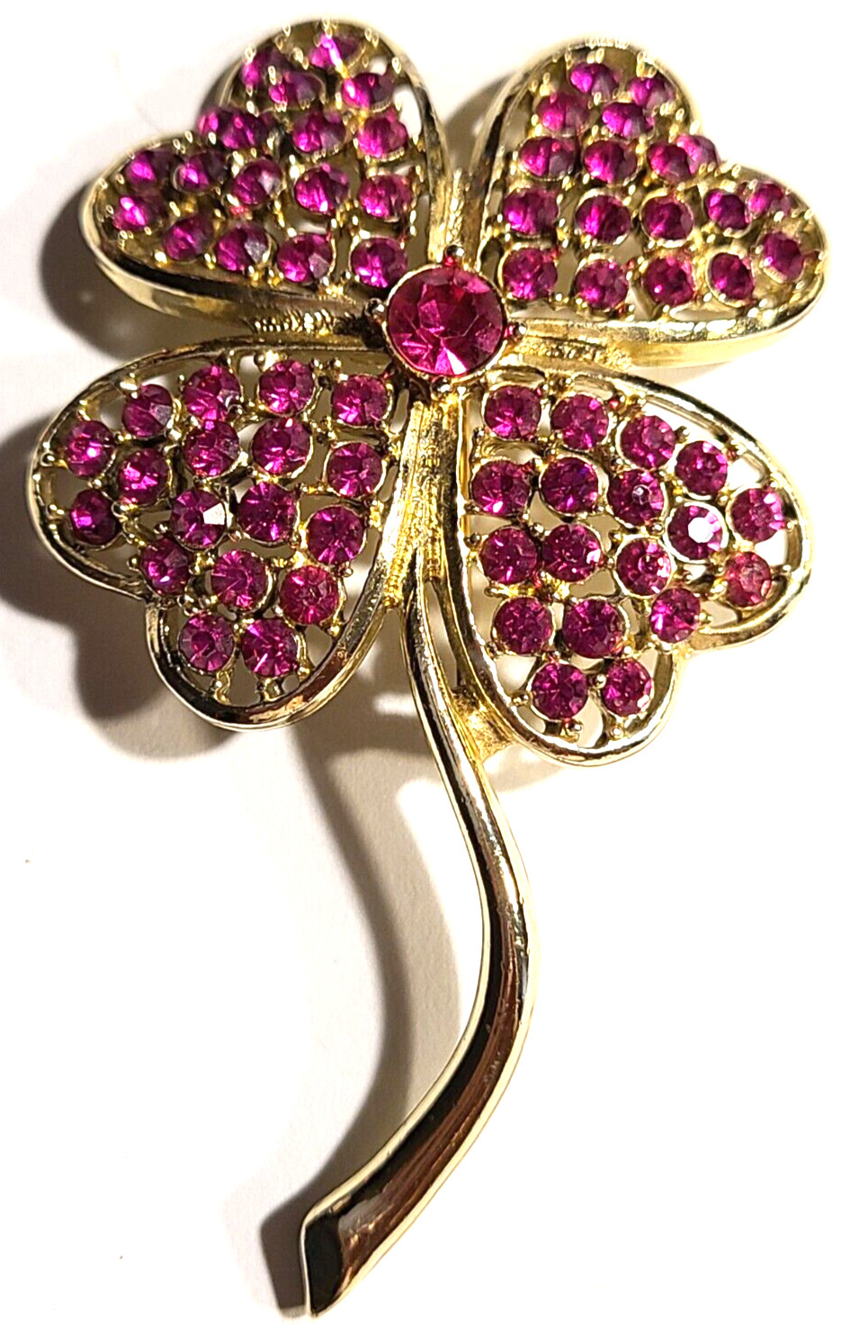 VINTAGE STUNNING ROSE CRYSTAL FLOWER SIGNED SARAH COV PIN BROOCH
