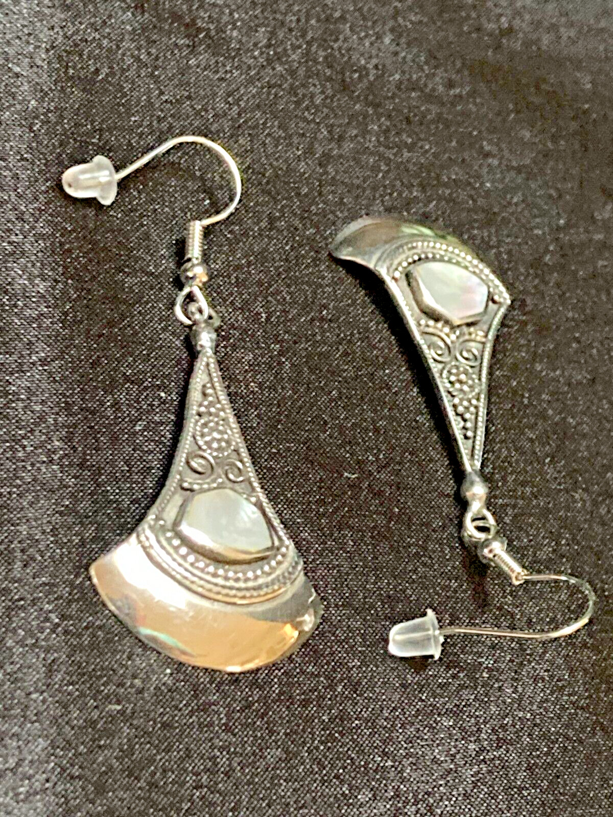 Vintage May Company Dept Store Sterling Silver Mother Of Pearl Drop Earrings