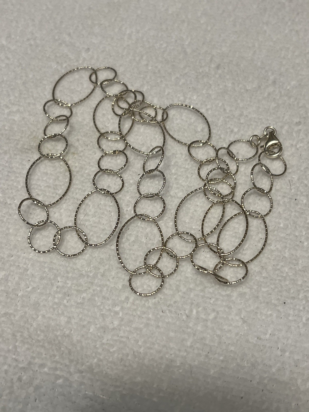 ESTATE CLASSIC STERLING SILVER 925 SPARKLY OVAL LINK CHAIN NECKLACE 22.5”