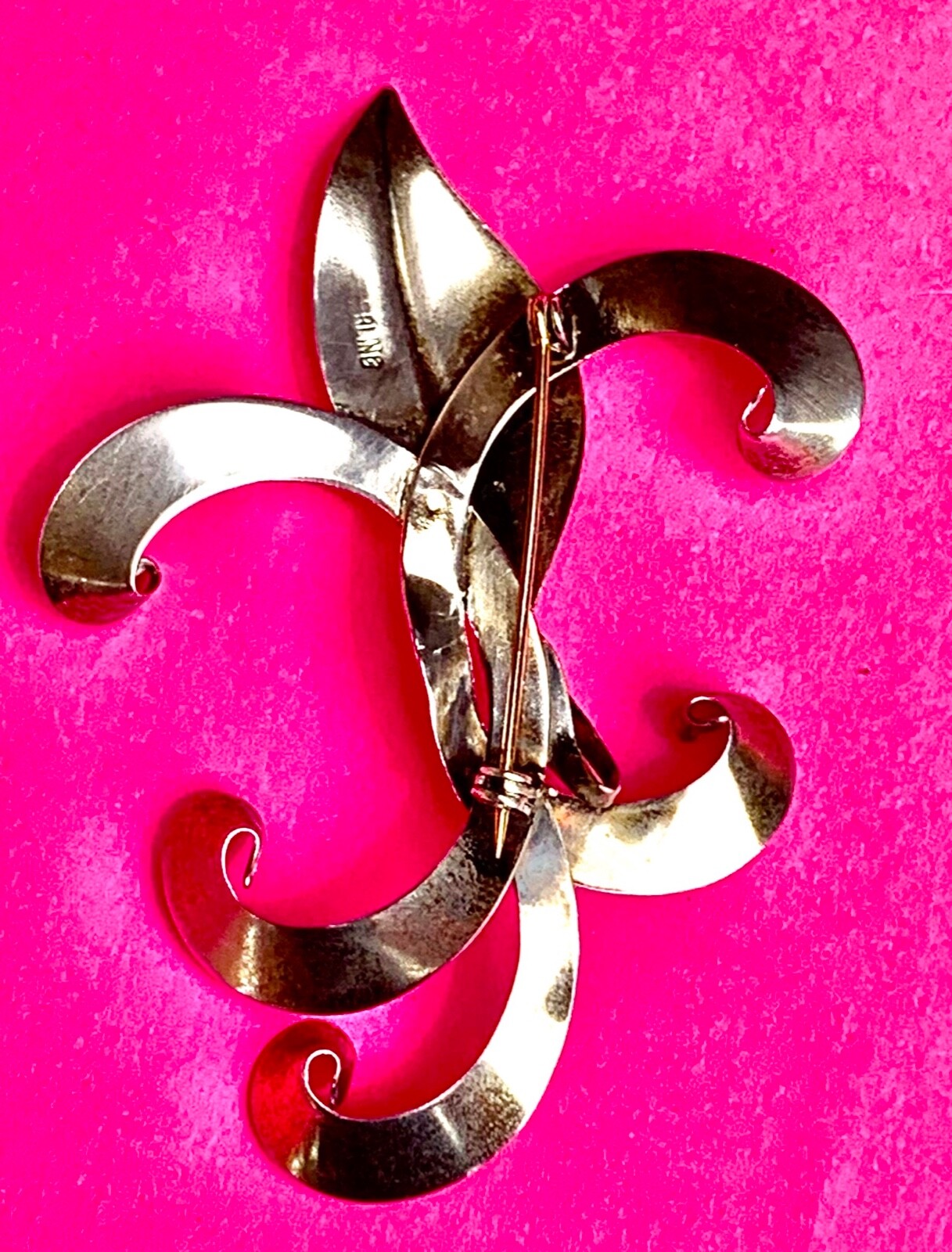 nice large vintage modernist sterling silver brooch 10g 3” wide marked