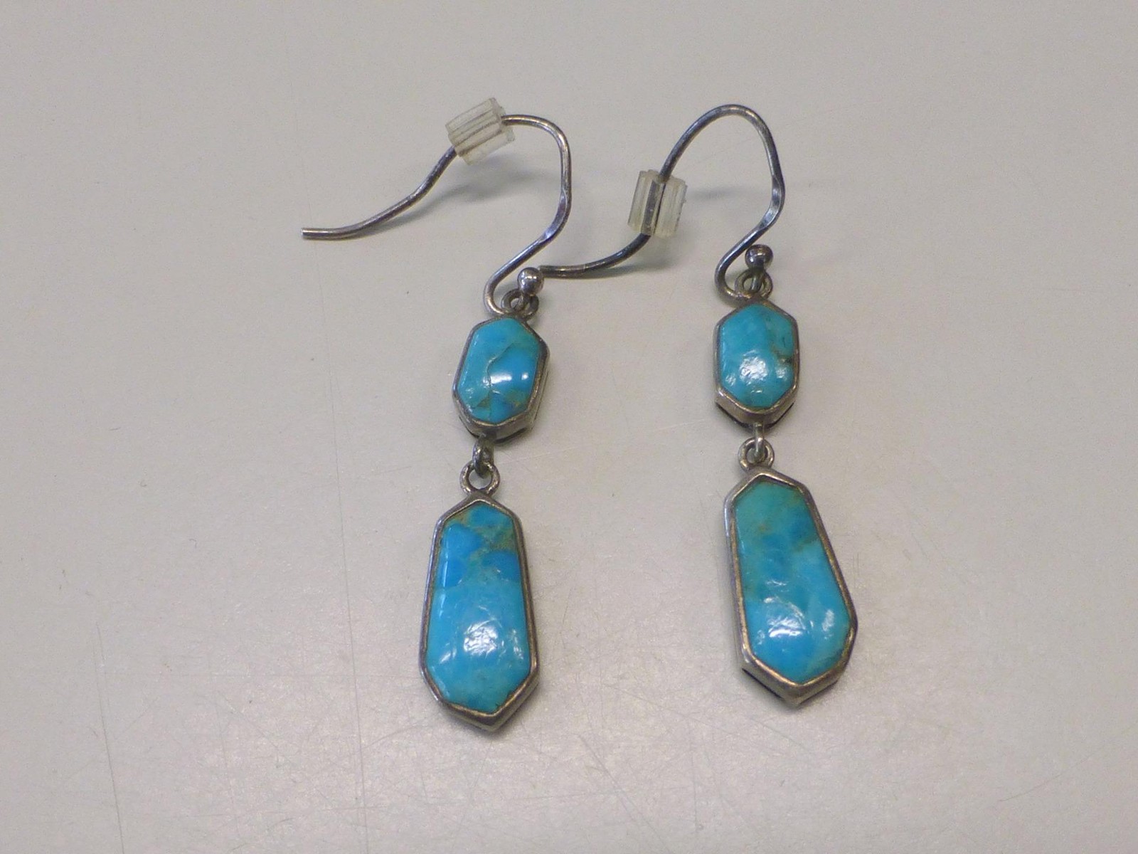 MYSTERY Hallmark Bird Turquoise Dangling Sterling Silver Earrings Native Indian