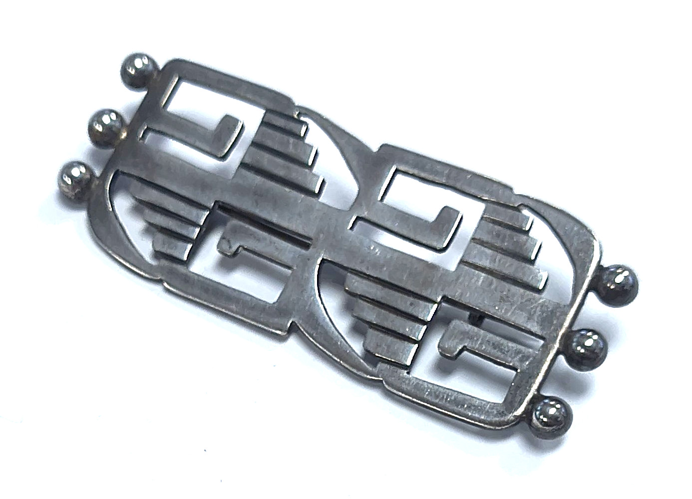 Vintage 1940’s Taxco Mexico 980 Sterling Silver Pre Columbian Design Brooch Pin