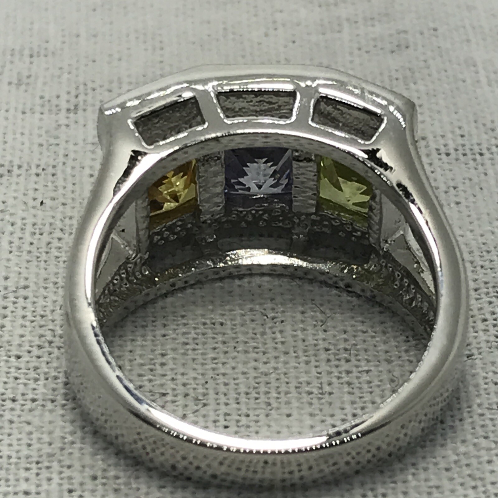 Vintage 18KGE Citrine, Amethyst, Perido & Clear Cubic Zirconia’s Ring sz 7