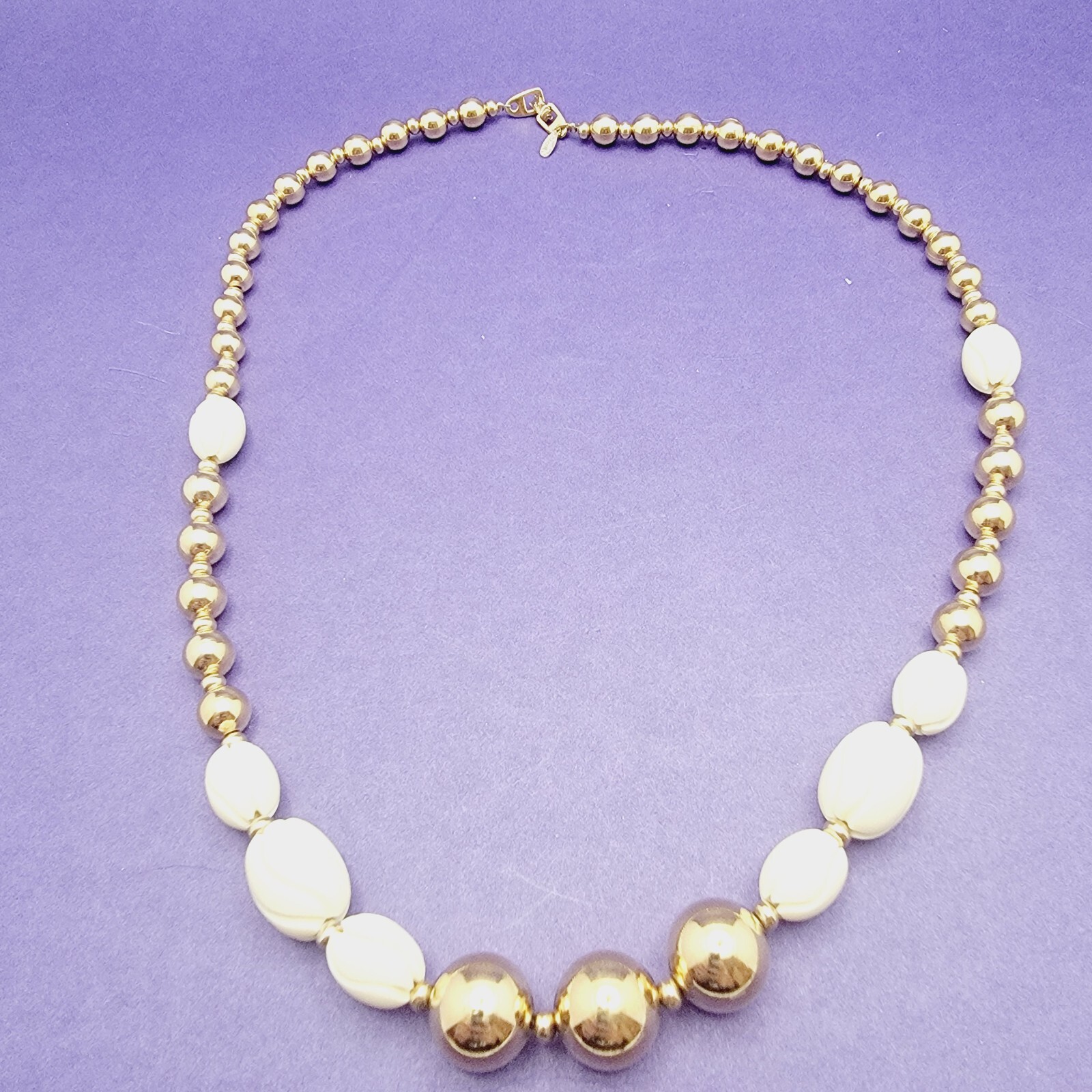 Vintage Napier Ivory and Gold Beaded Statement Necklace