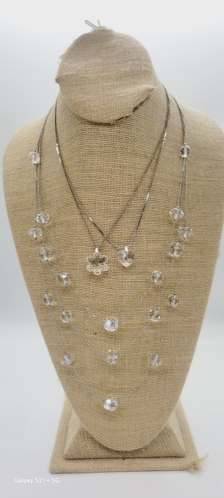 Layered Multi Strand Necklace LOT of 3 Clear Translucent Acrylic Bead Vintage
