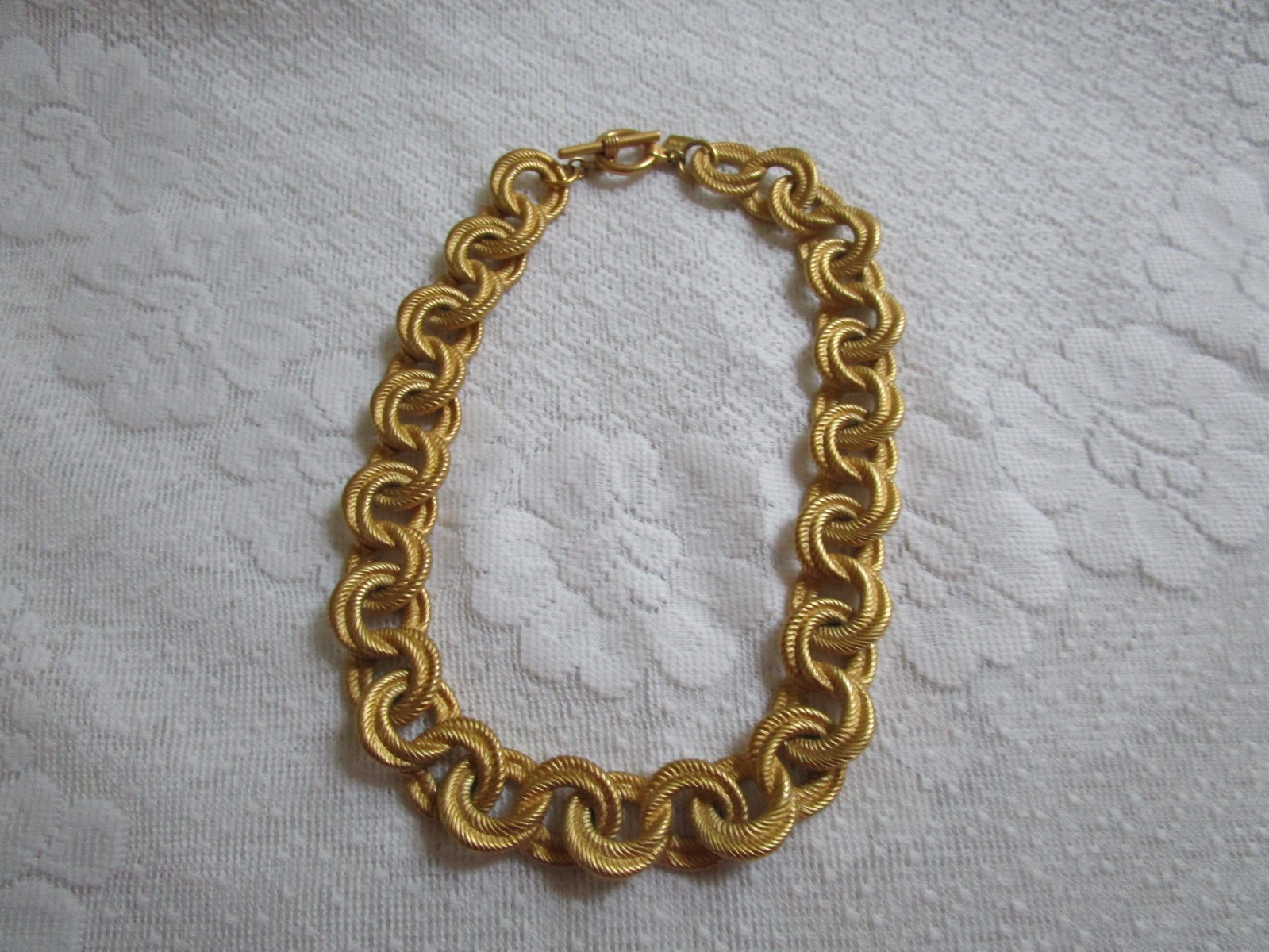 Vintage Anne Klein Necklace Chunky Texture Double Rope Link Signed 18” L XLNT