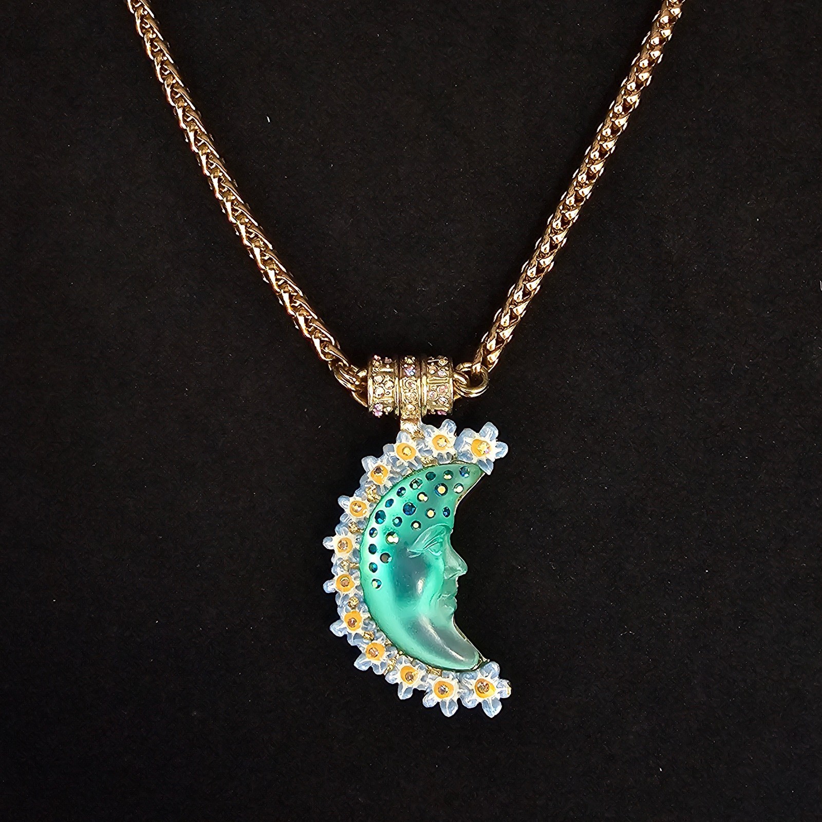 Kirks Folly Goddess Moon Magnetic Necklace & Pendant 30″ Celestial Gold Tone
