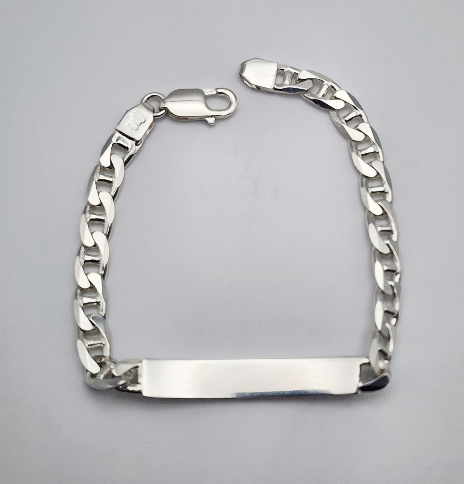 Arezzo, Italy Vintage Sterling Silver Mariner Chain ID Bracelet 8.25″