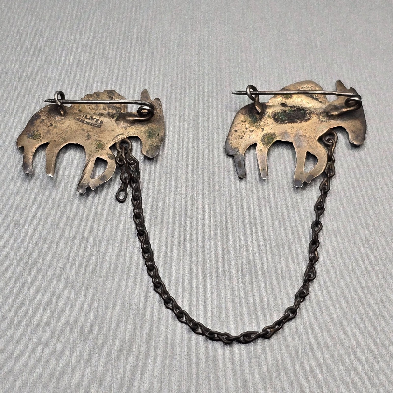 VTG Los Castillo Silver Donkey Brooch Partial 2 Mule Pin Mexico