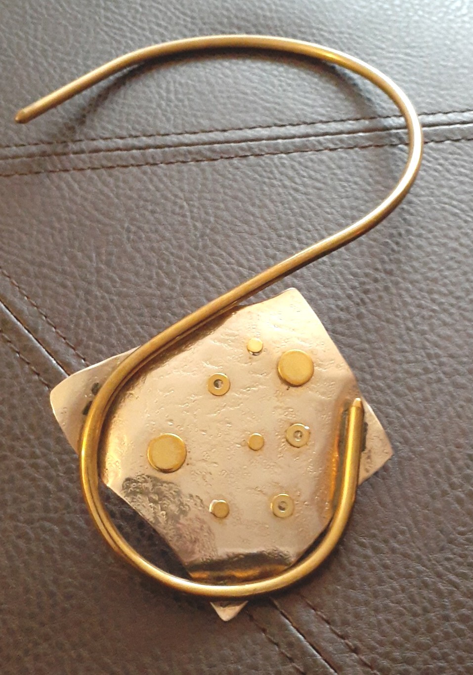 Vintage Abstract Modernist Sterling Mixed Metal Studio Designer Collar Necklace