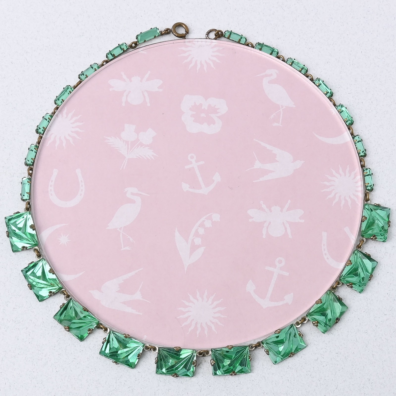 Vtg 1930s Art Deco Czech Vauxhall Foiled Glass Necklace
