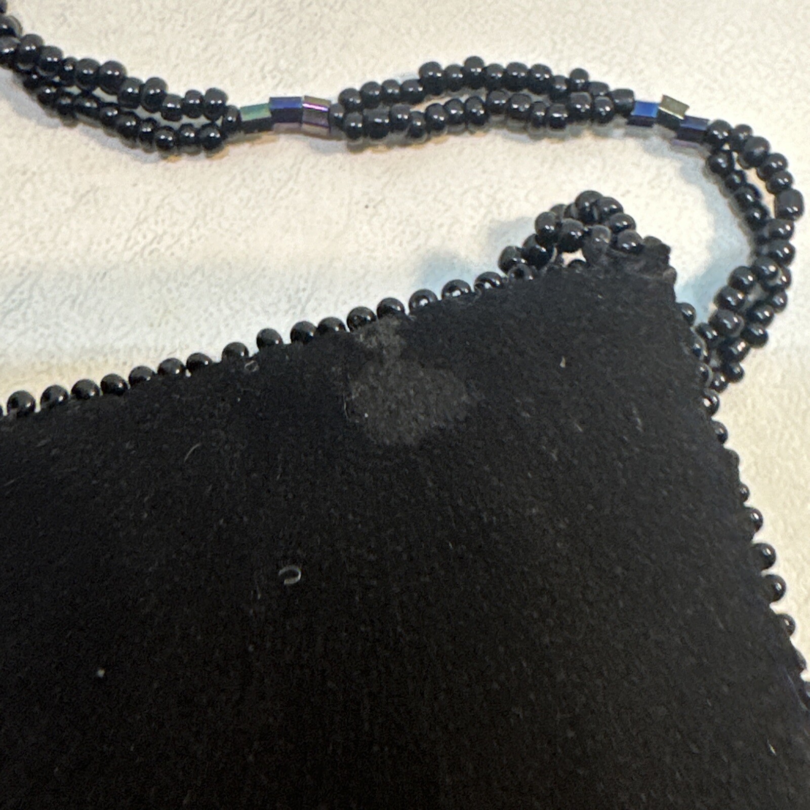 Vintage Handmade Kitty Cat Sead Bead Southwestern Necklace With Fringe Dangle