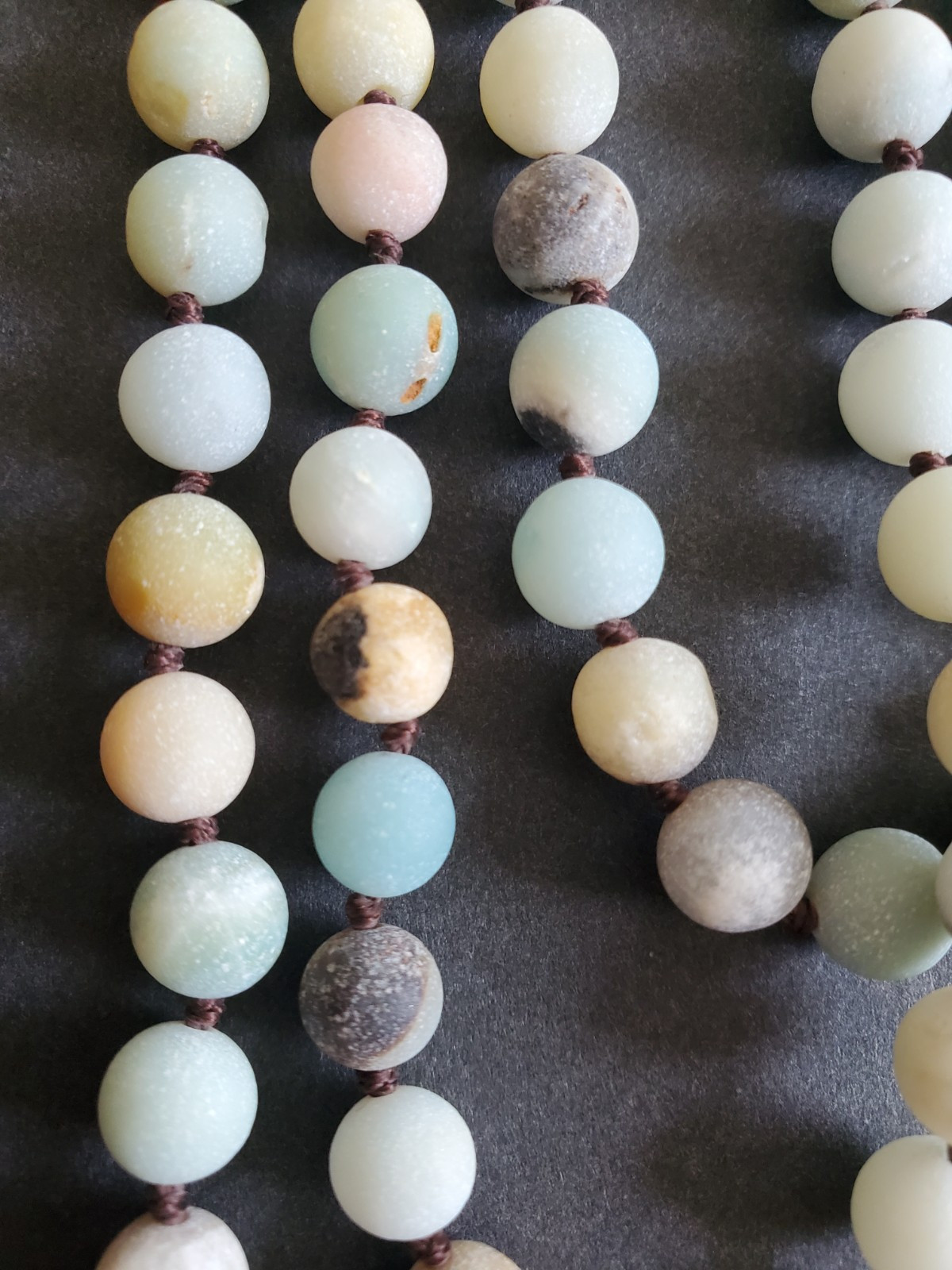 Vintage Stone Agate Beaded Necklace Pastel & Earth Multicolor Unpolished 41 in