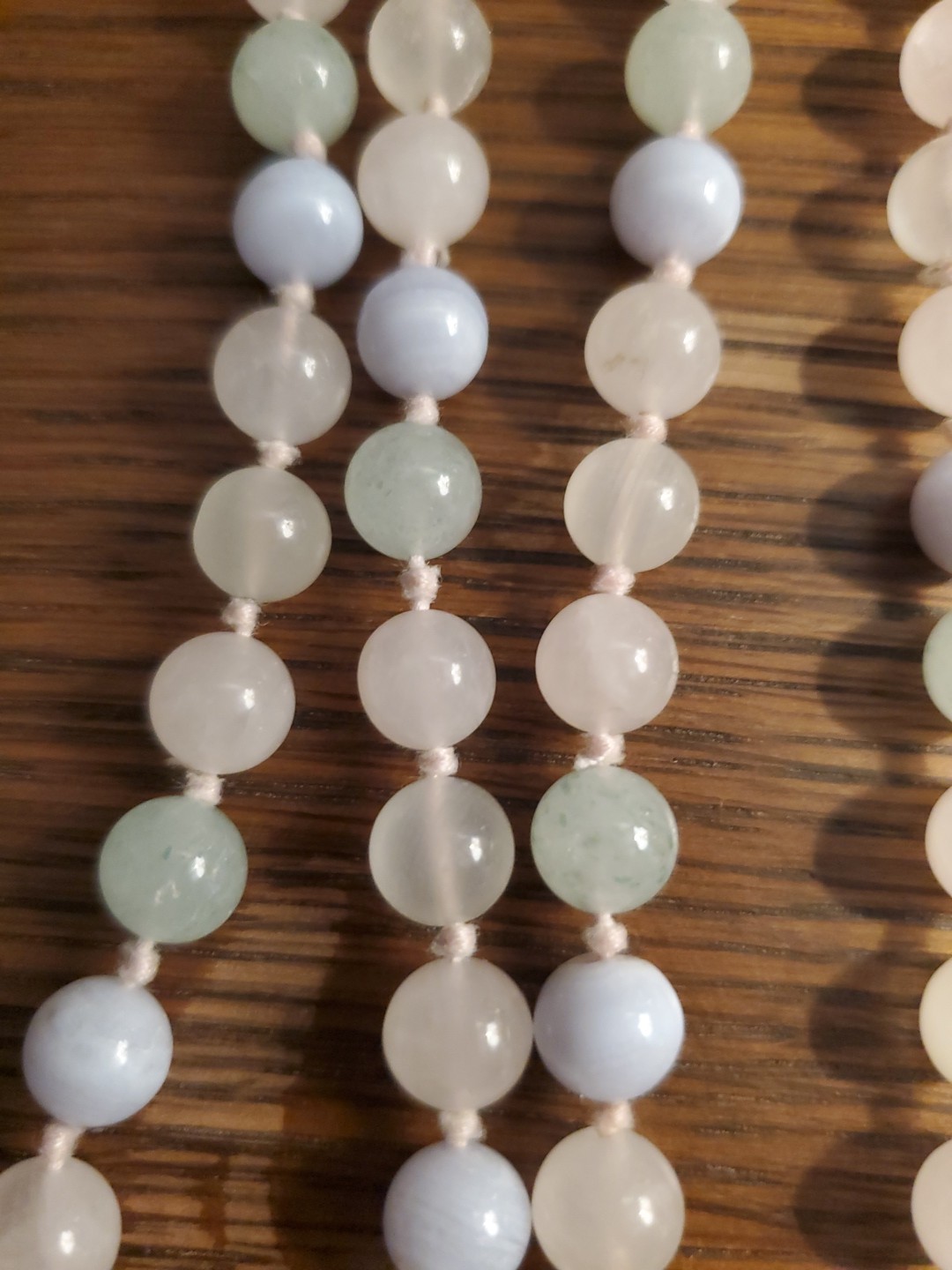 Vintage Multi Color Pastel Quartz Round Bead Long 33” Knotted Necklace