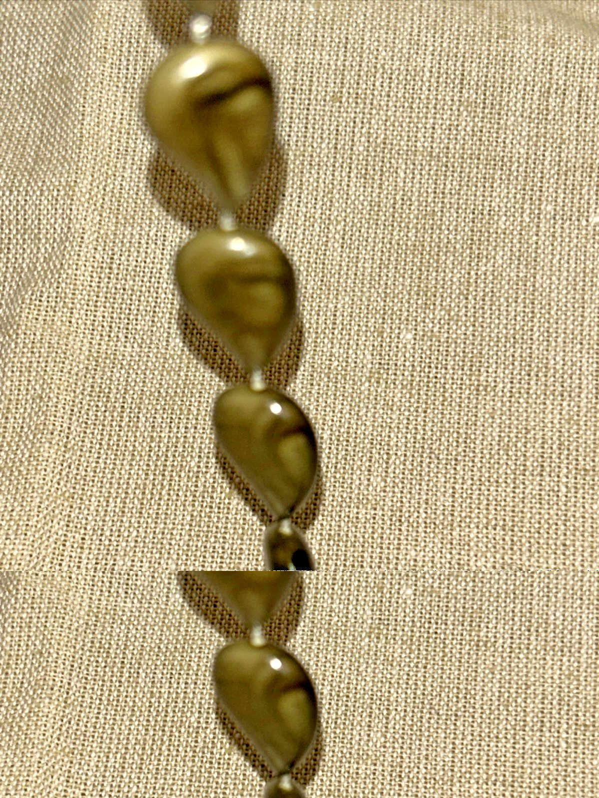 Vintage Faux Stone Teardrop Shaped Bead Necklace Earth Gray Green Black