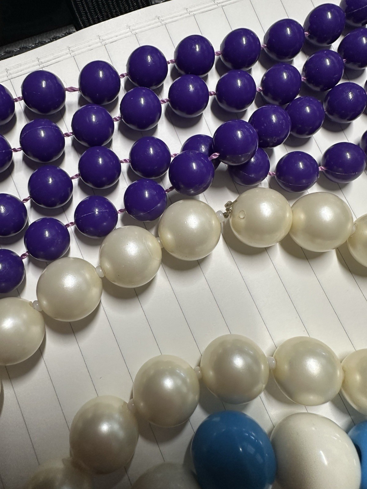 Vintage Lot Purple Orange Green Pearl White Acrylic Bead 6 Necklaces 1 Bracelet
