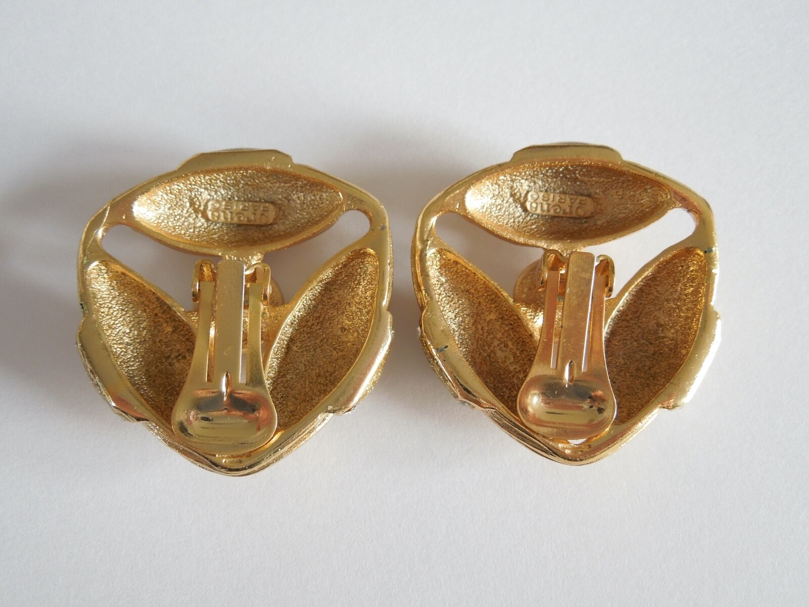 Massive Orena Paris Earrings With Clear Rhinestones 34.7 G / 3.7 X 3.5 Cm