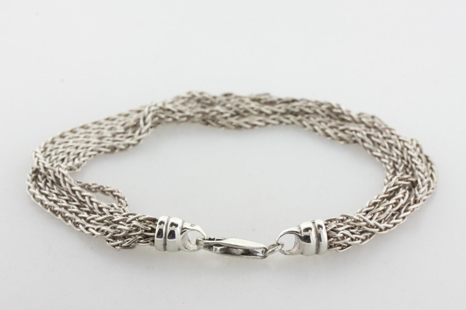 HW Burdick Co Sterling Silver 925 Multi Strand Spiga Wheat Chain Bracelet – 8.5″