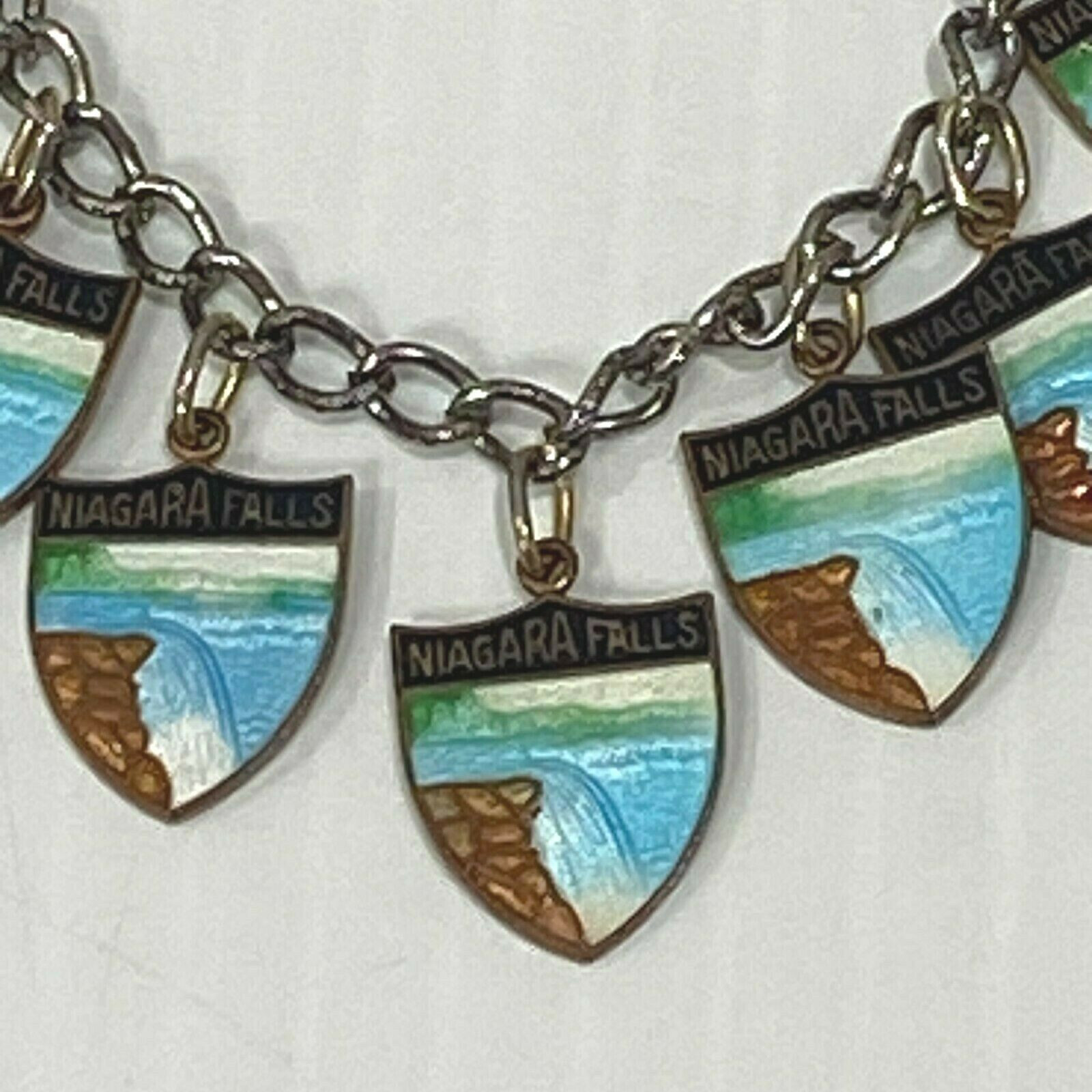 Vintage Charm Bracelet Niagara Falls Souvenir Shield Travel Memorabilia Jewelry