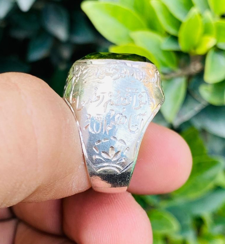 Very Big Peridot Stone Ring Big Vivid Green Peridot For Men Engraved Ring Silver