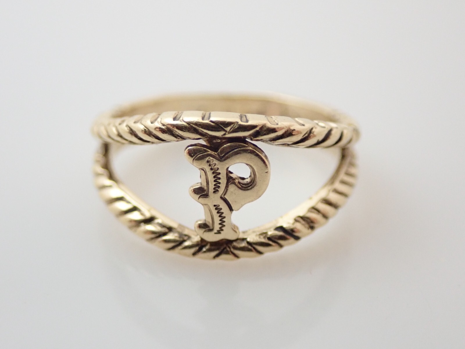 Vintage 18k HGE Signet Initial Letter “P” Pinky Band Ring Sz 5