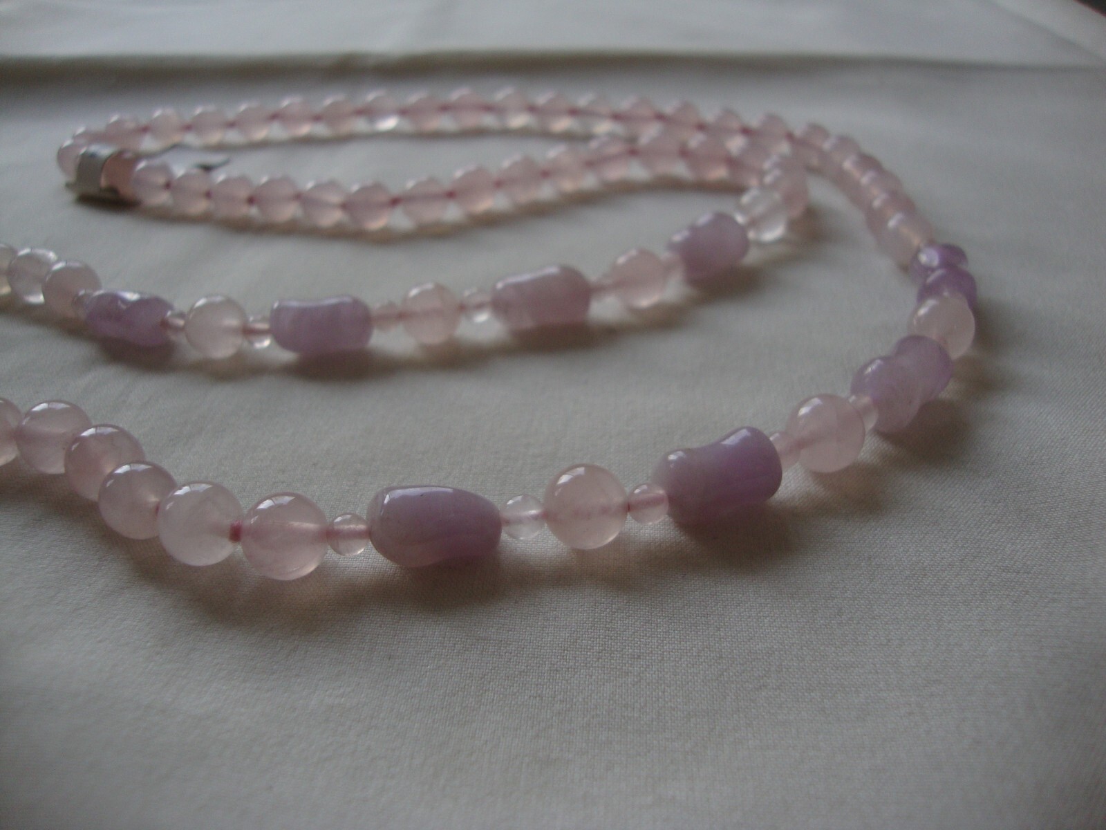 VINTAGE BEAD MEDLEY AMETHYST TUBE 4mm 8mm ROSE QUARTZ 29″ ENDLESS BEAD NECKLACE