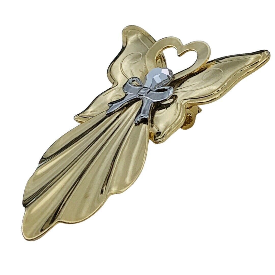 Vintage Angel Brooch 2.5″ Icy Angelcore Love Valentine Signed
