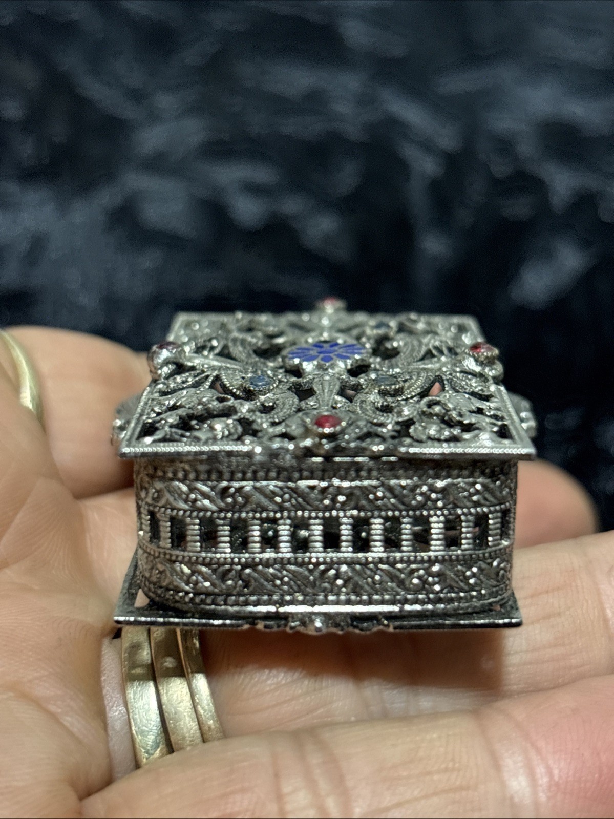 Antique Silver Tone Vinaigrette Hinged Pendant Purse Rare No Chain