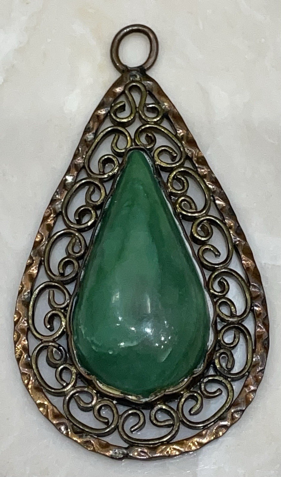 Filigree Malachite Pendant Made In Mexico