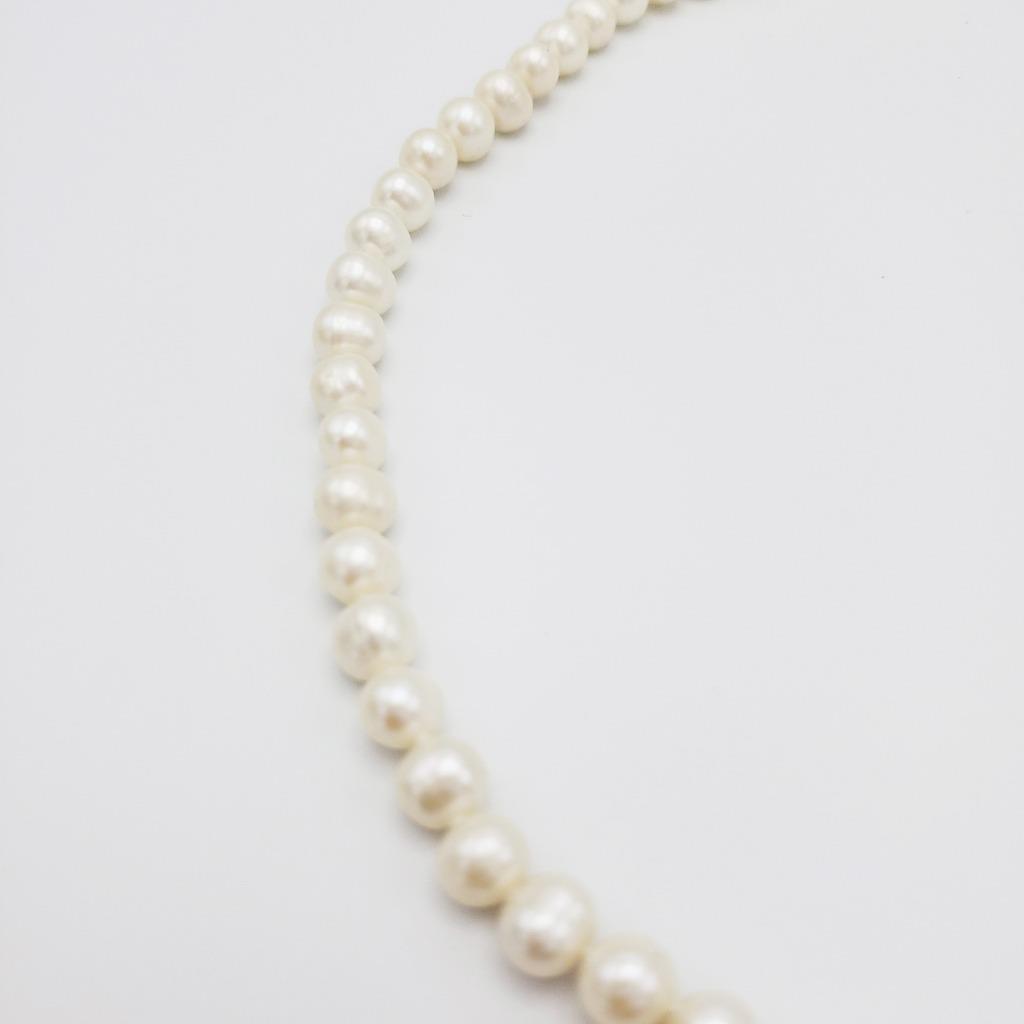 17.5” Strand Bright White Pearls 6mm Sterling Clasp