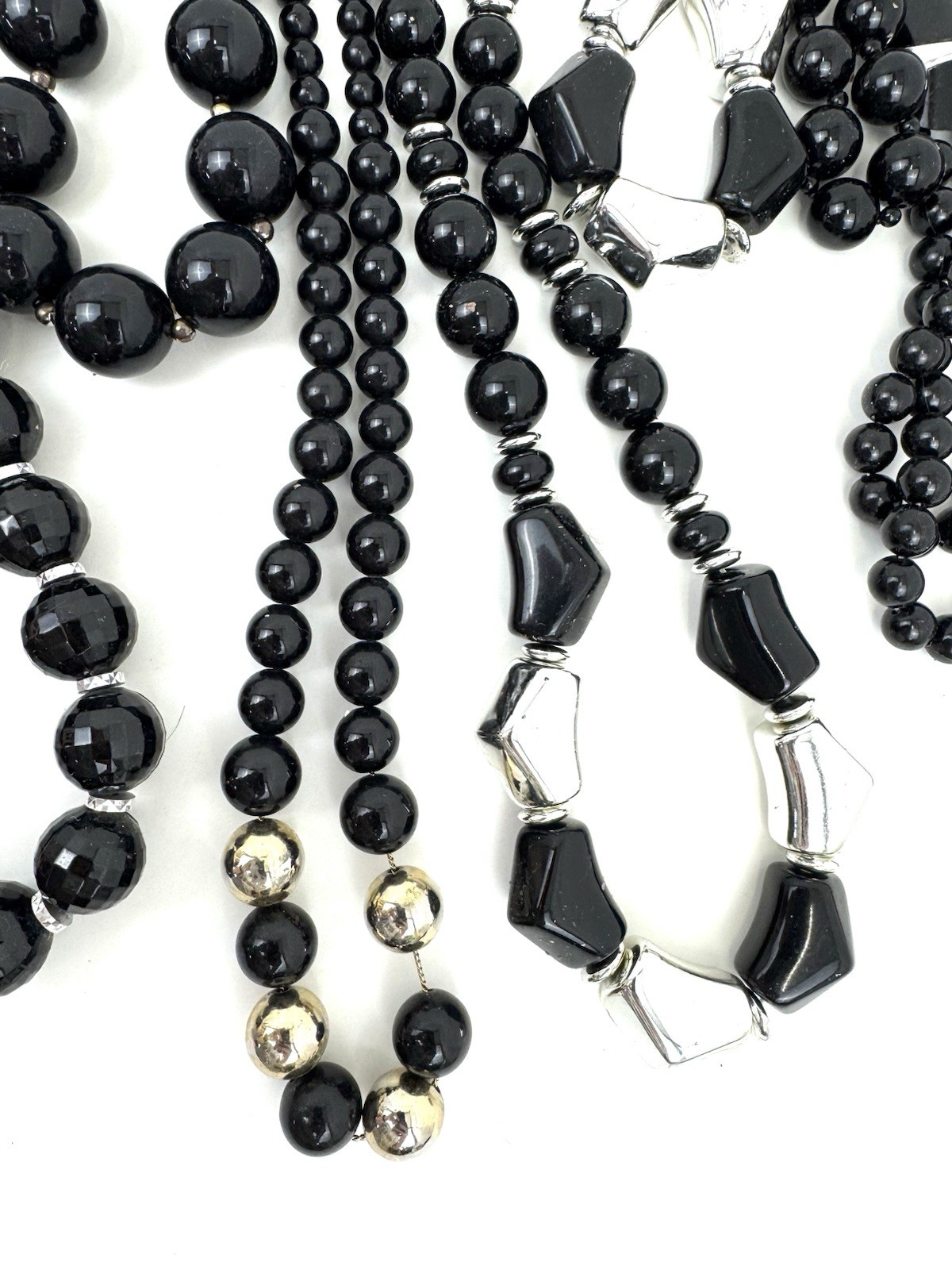 Lot 10 Black Beaded Necklaces Glass Acrylic Faceted Vintage Style Bulk