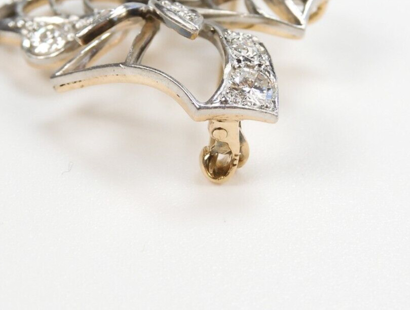 Antique Diamond Butterfly Pin Brooch Pendant Platinum 14KY EGL USA 1.53 x 1.22″